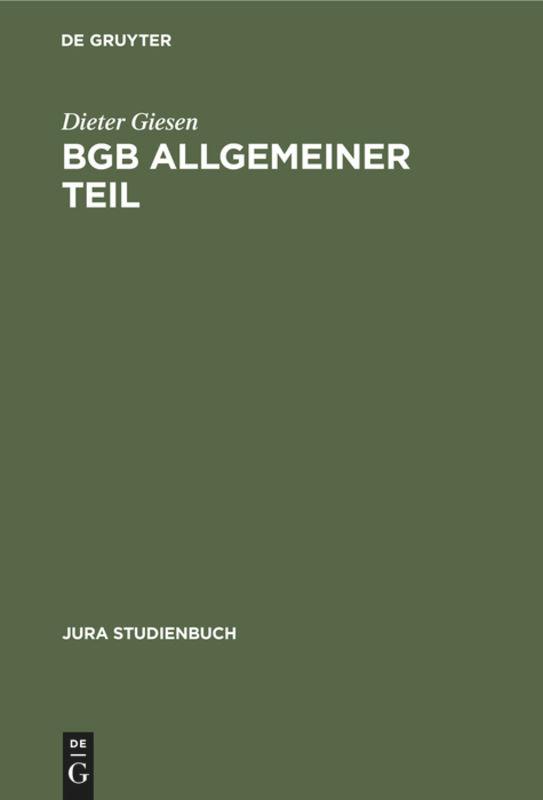 Vorderes Coverbild BGB Allgemeiner Teil
