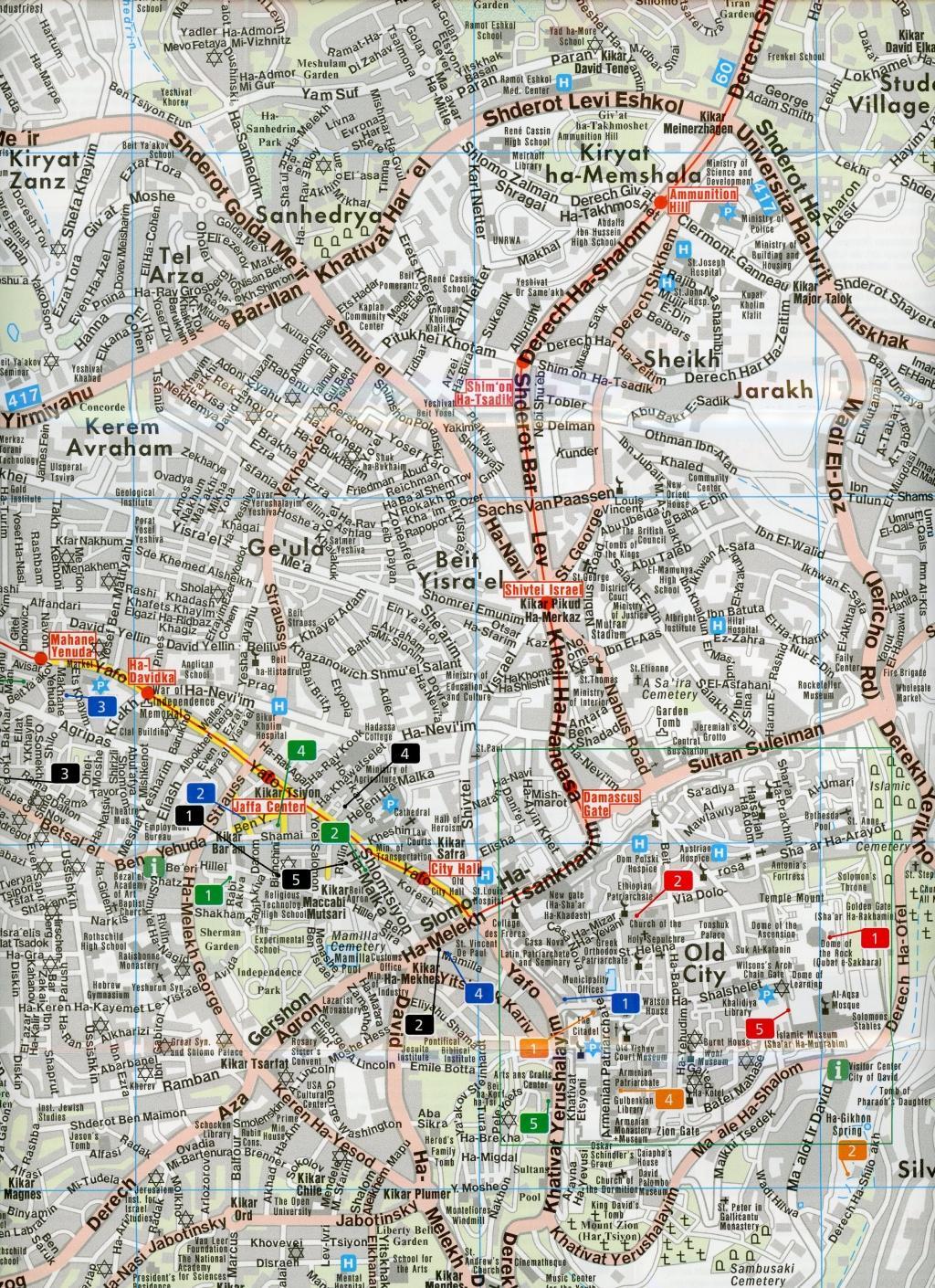Beispielinhalt (Bild) Jerusalem, Stadtplan 1:12.500, City Pocket + The Big Five