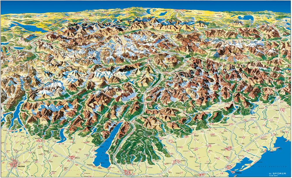 Beispielinhalt (Bild) Tirol - Dolomiten  - Gardasee Panorama 1 : 450 000