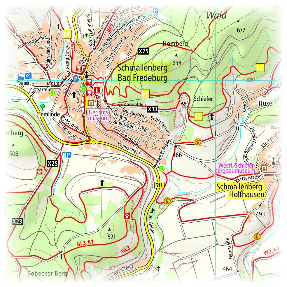Beispielinhalt (Bild) Schmallenberger Sauerland, Bad Fredeburg, - Kahler Asten - Bödefeld - Oberhundem 1:30 000