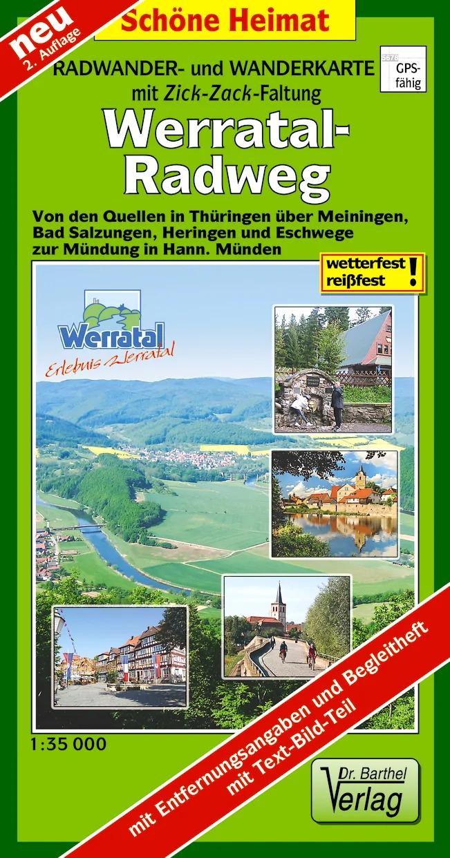 Vorderes Coverbild Werratal-Radweg 1:35 000 Radwanderkarte mit Zick-Zack-Faltung