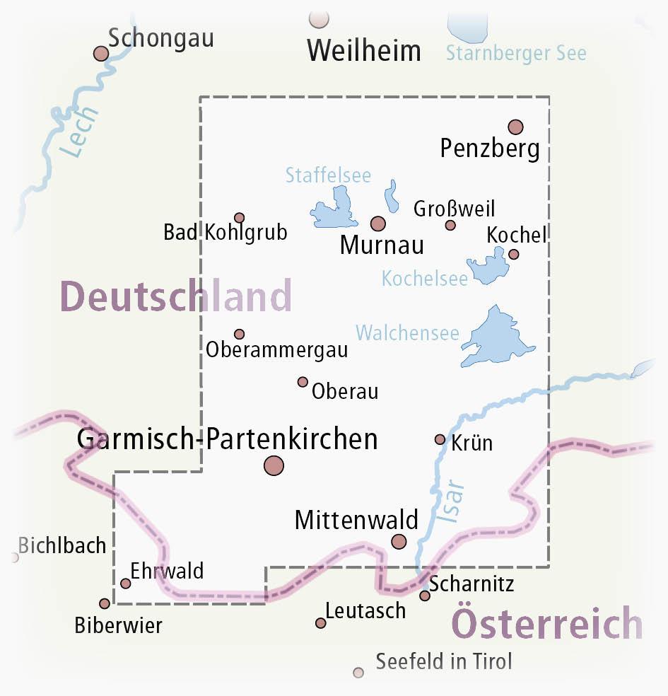 Beispielinhalt (Bild) Werdenfelser Land, Staffelsee - Kochelsee - Walchensee - Zugspitze 1:50 000