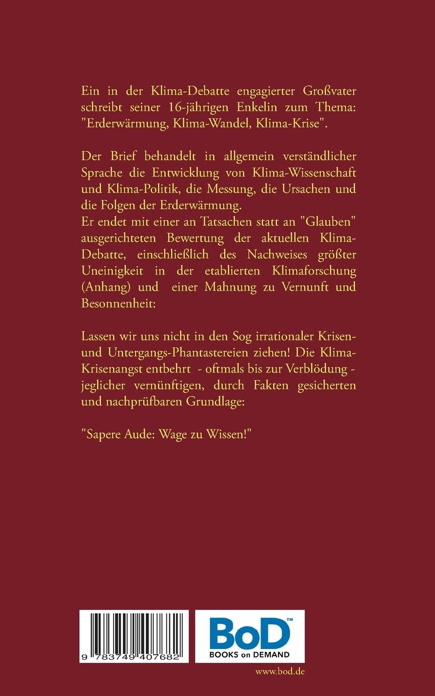 Rückseitencover An Sophia: Wage zu Wissen