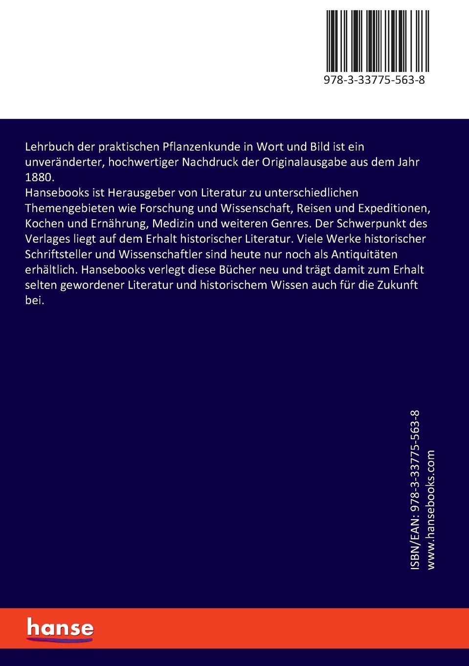 Rückseitencover Lehrbuch der praktischen Pflanzenkunde in Wort und Bild
