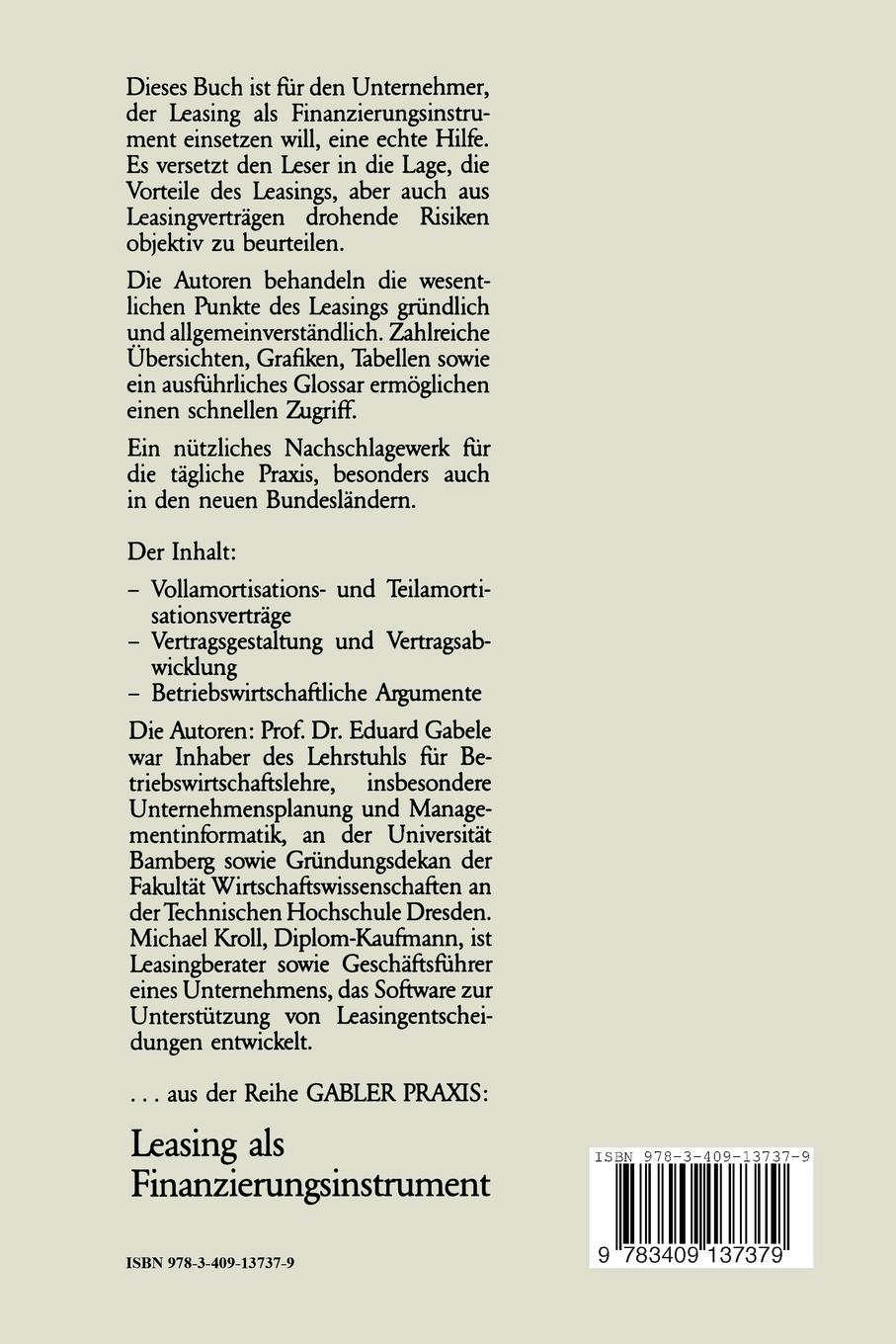 Rückseitencover Leasing als Finanzierungsinstrument