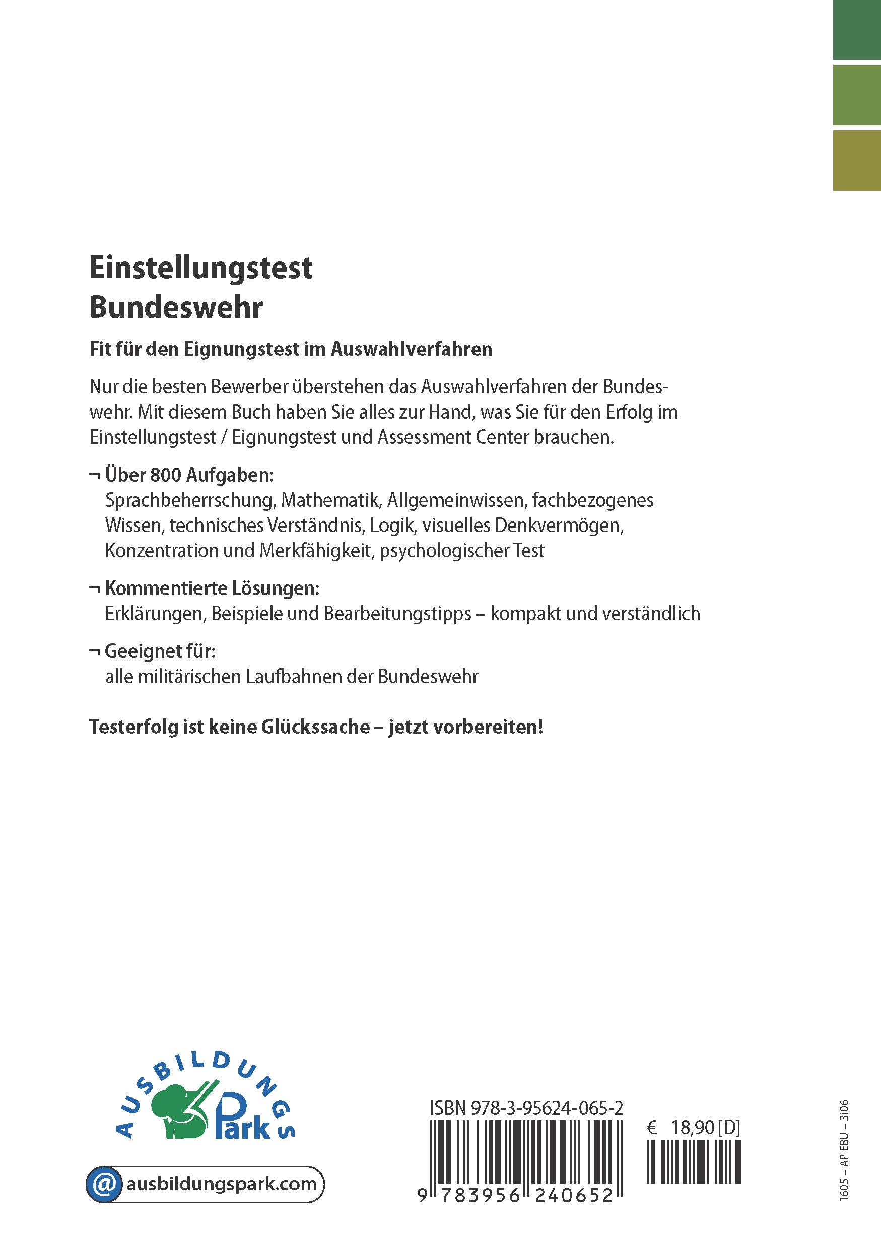 Rückseitencover Einstellungstest Bundeswehr