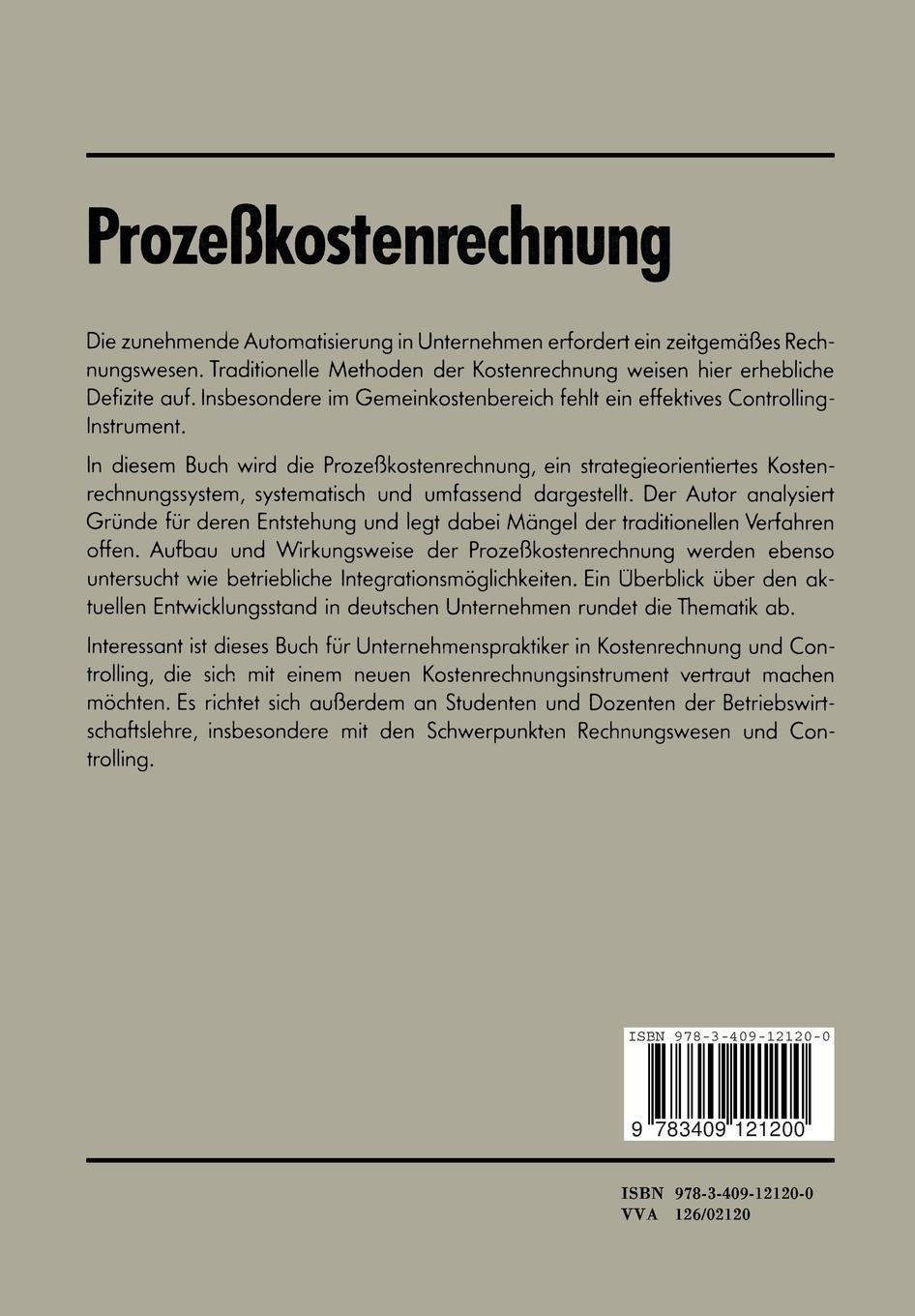 Rückseitencover Prozeßkostenrechnung