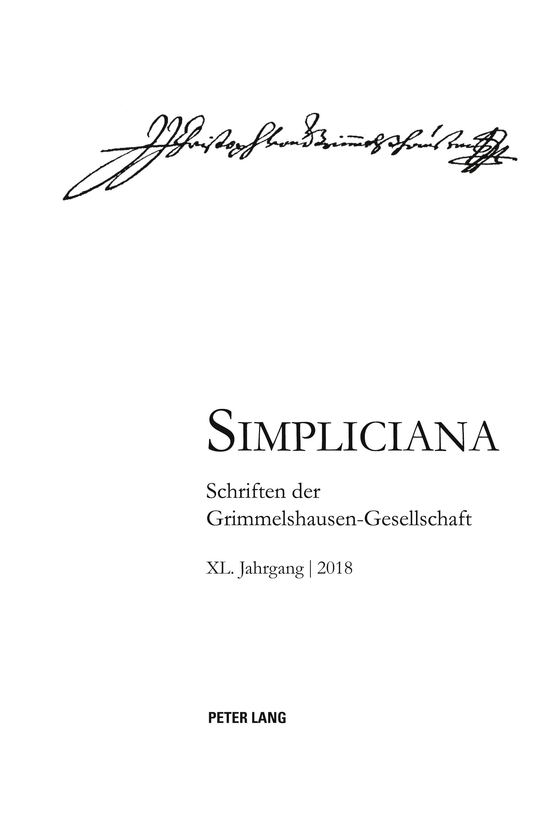 Vorderes Coverbild Simpliciana XL (2018)