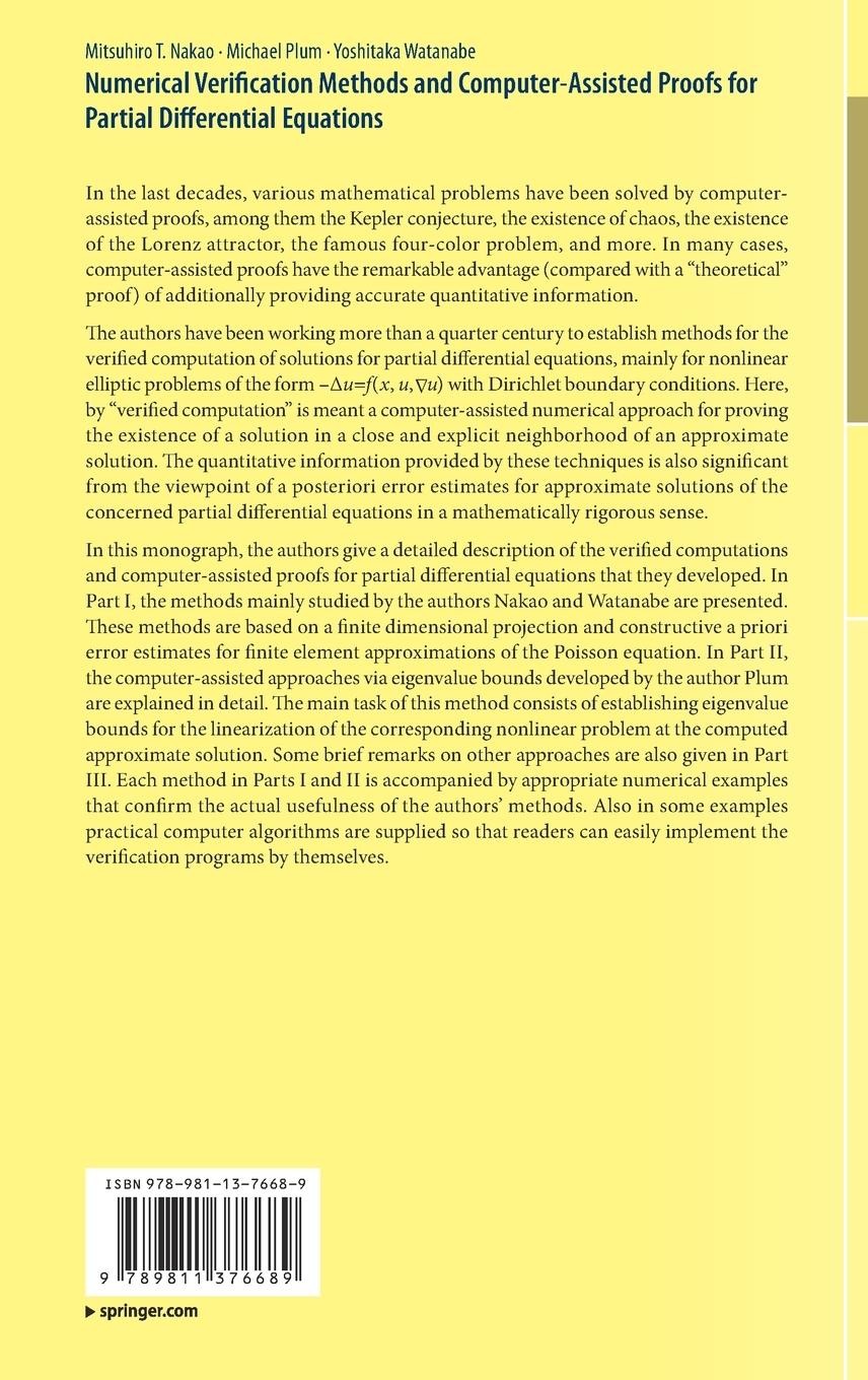 Rückseitencover Numerical Verification Methods and Computer-Assisted Proofs for Partial Differential Equations