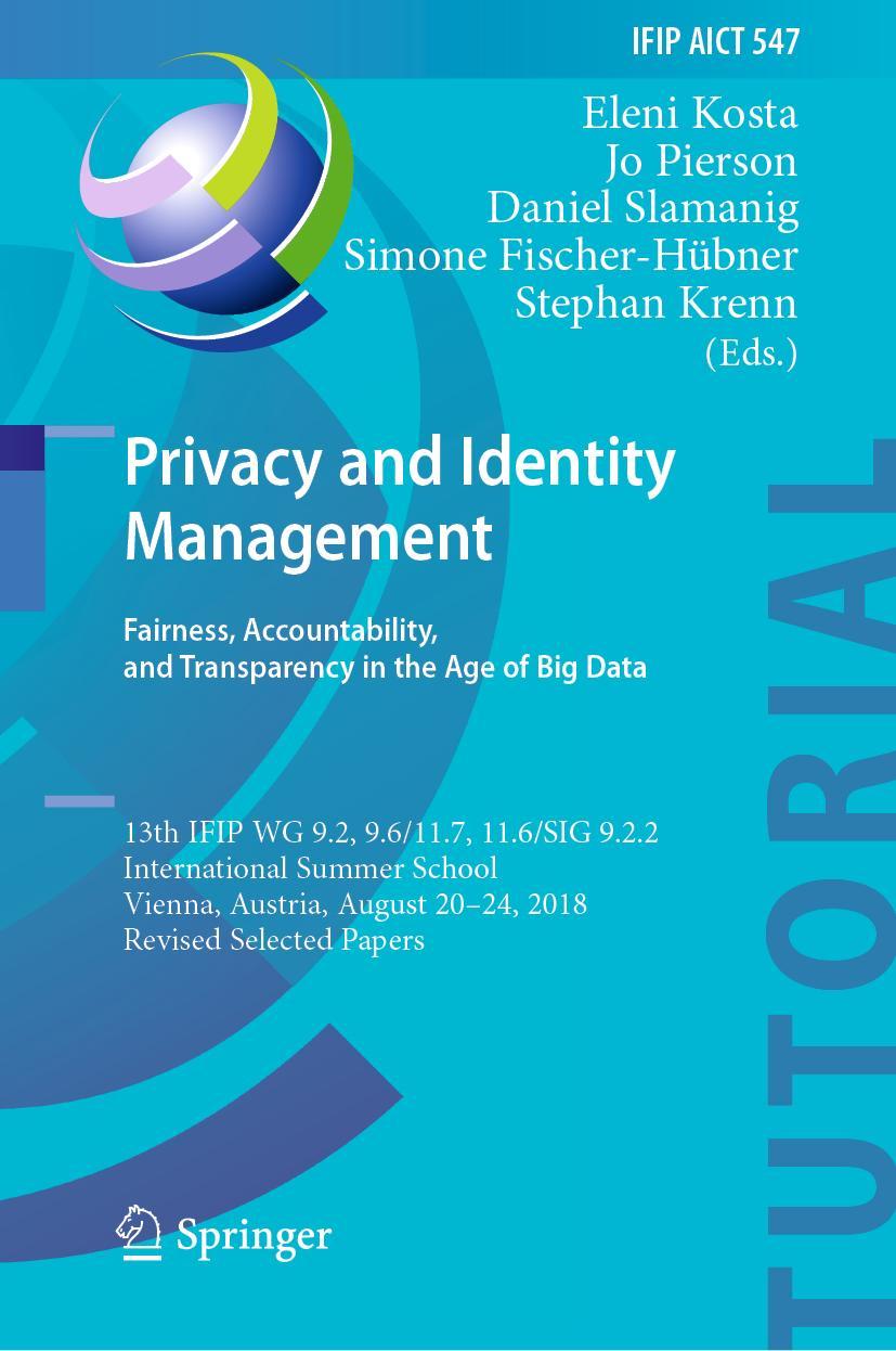 Vorderes Coverbild Privacy and Identity Management. Fairness, Accountability, and Transparency in the Age of Big Data