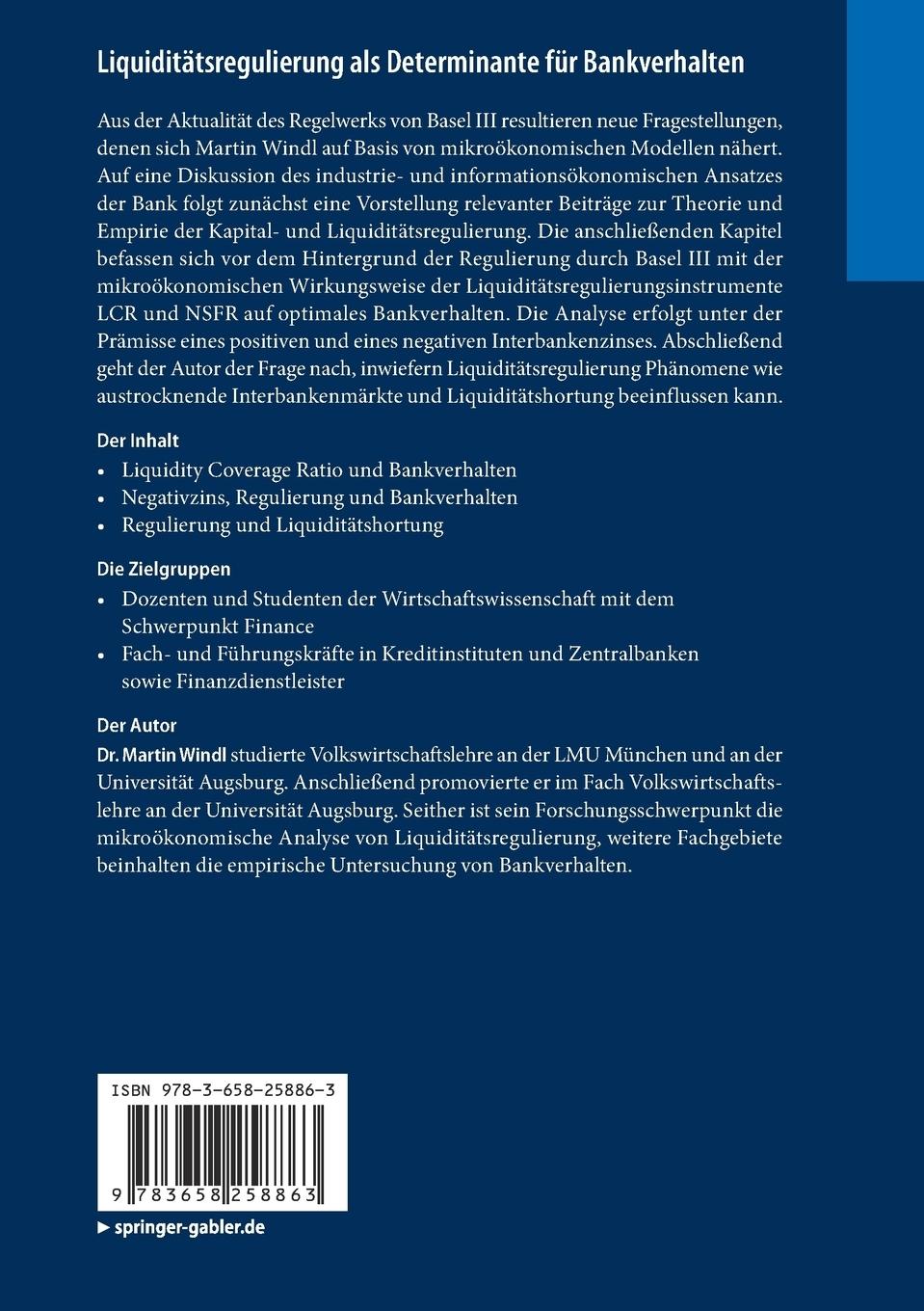 Rückseitencover Liquiditätsregulierung als Determinante für Bankverhalten