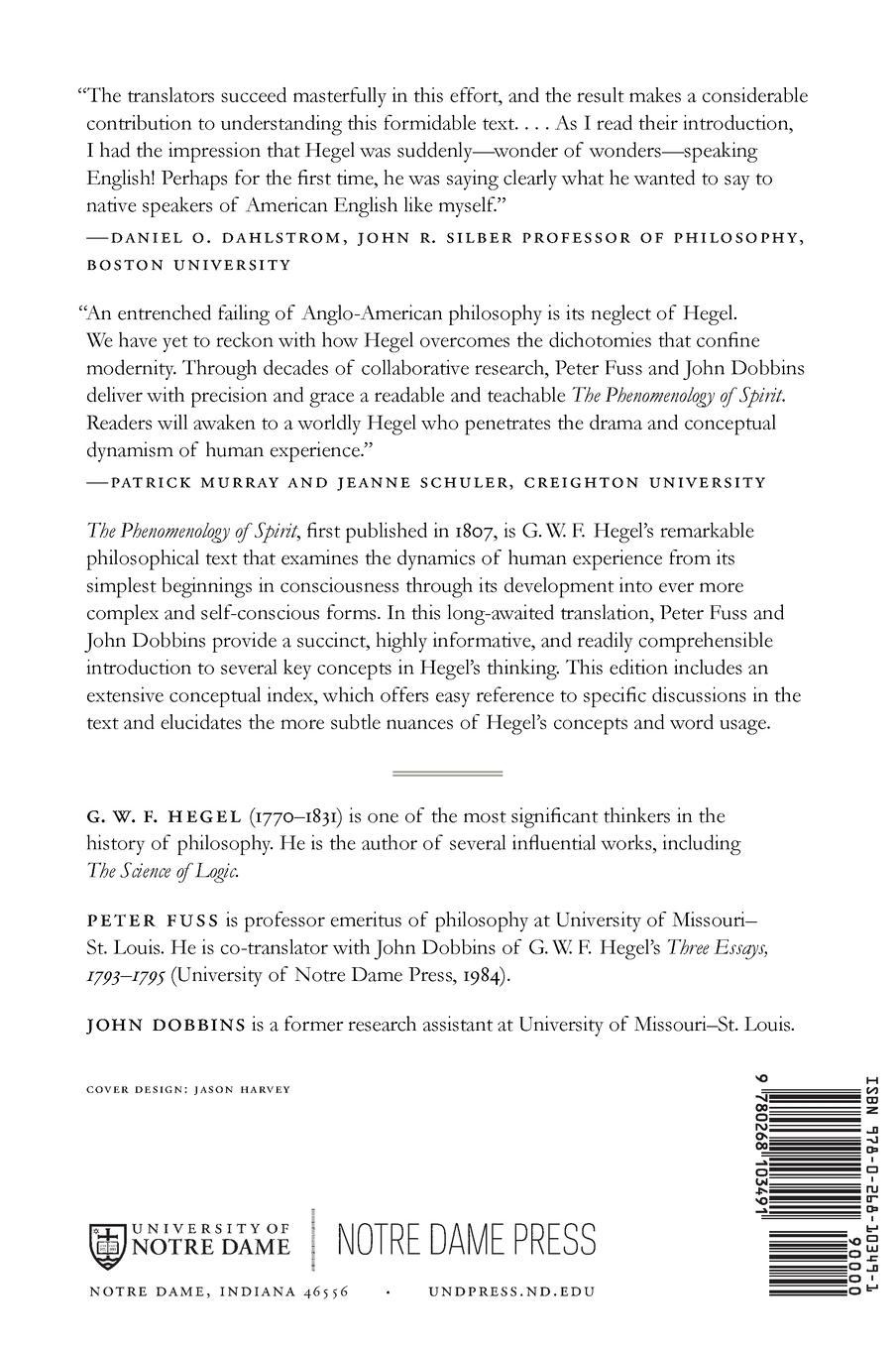 Rückseitencover The Phenomenology of Spirit