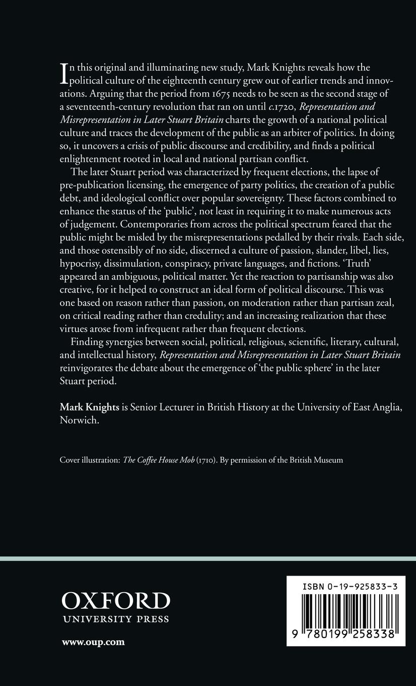 Rückseitencover Representation and Misrepresentation in Later Stuart Britain