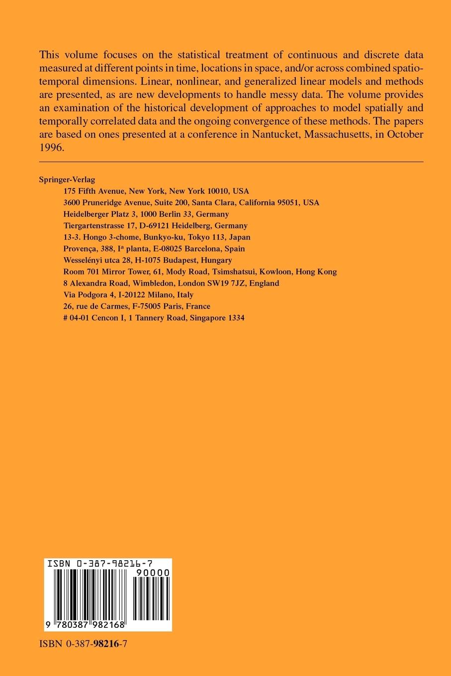 Rückseitencover Modelling Longitudinal and Spatially Correlated Data