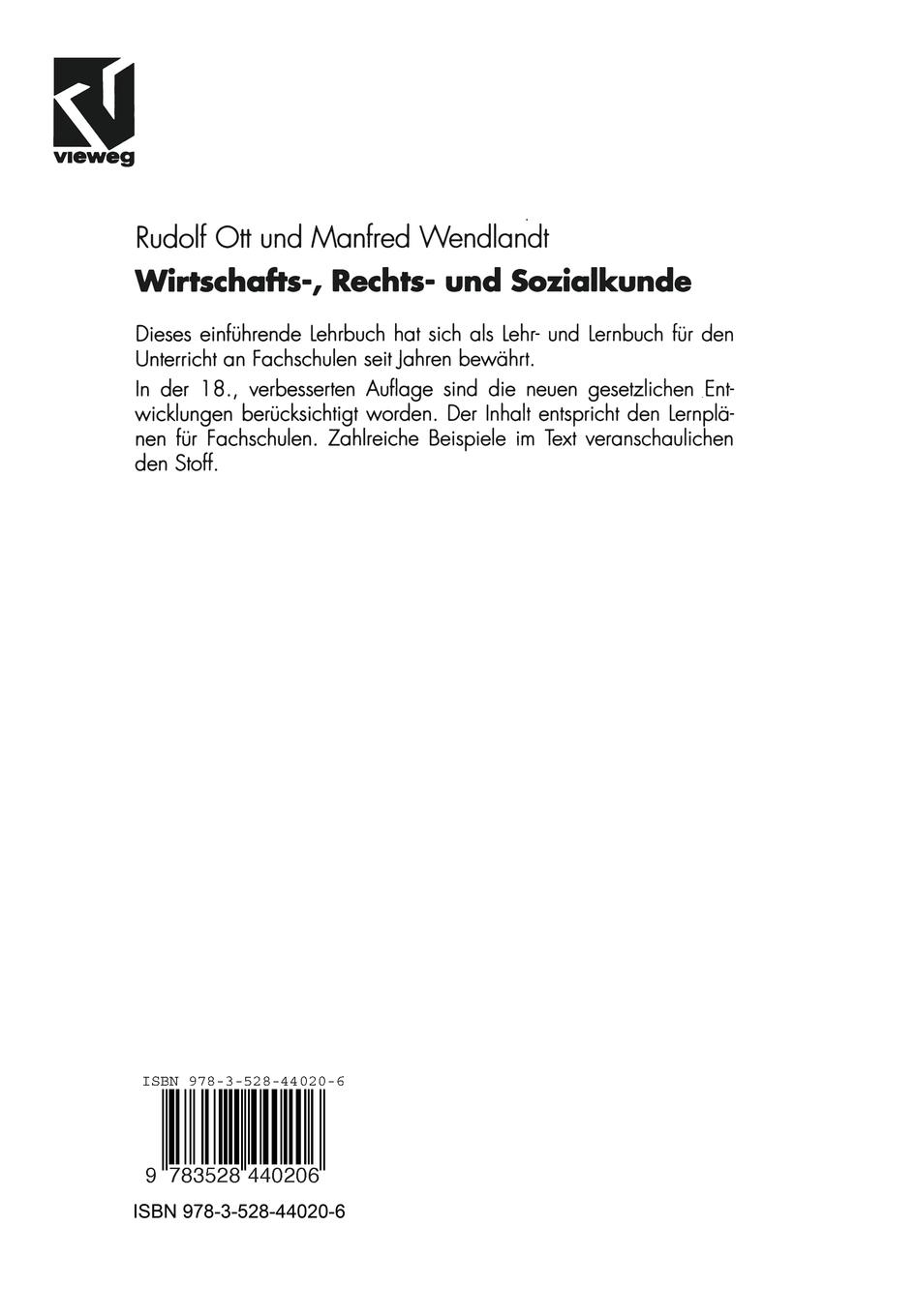 Rückseitencover Wirtschafts-, Rechts- und Sozialkunde
