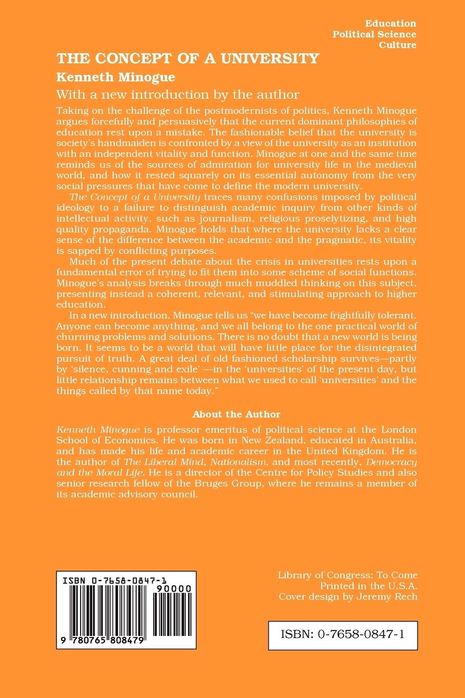 Rückseitencover The Concept of a University