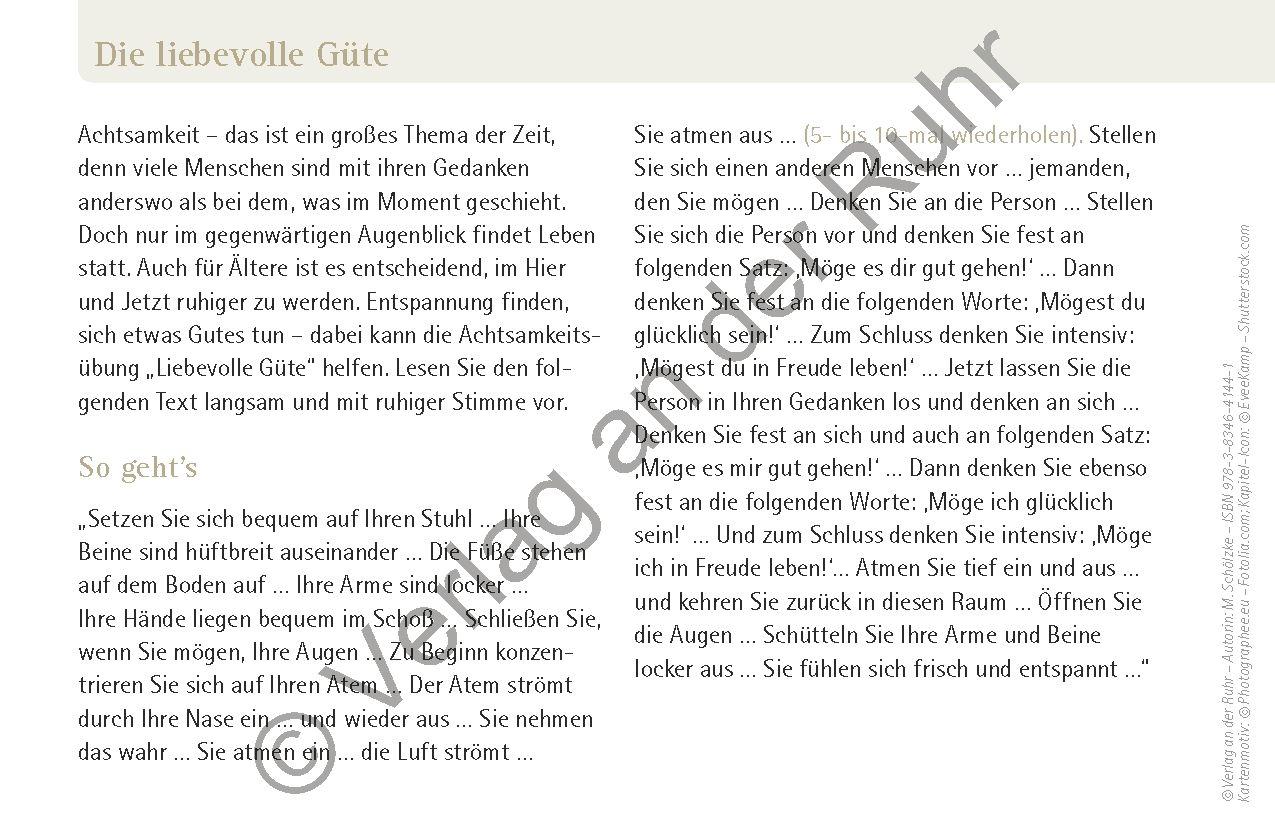 Beispielinhalt (Bild) Wellness für Senioren - Karten-Set mit Wohlfühlideen für die Altenpflege