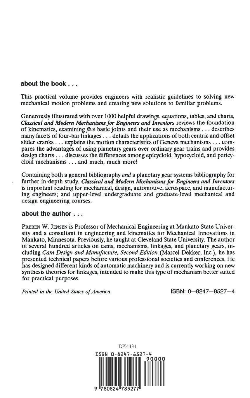 Rückseitencover Classical and Modern Mechanisms for Engineers and Inventors