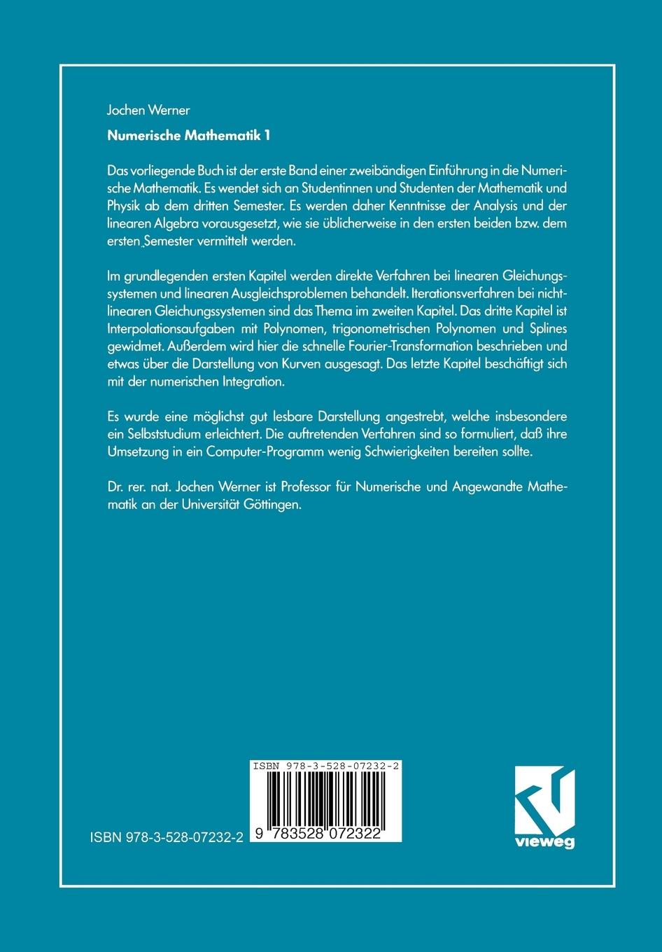 Rückseitencover Numerische Mathematik
