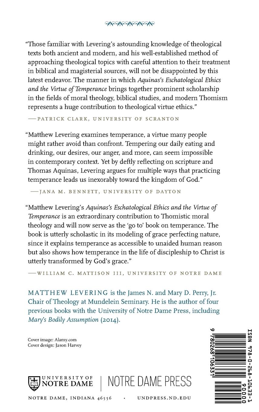 Rückseitencover Aquinas's Eschatological Ethics and the Virtue of Temperance