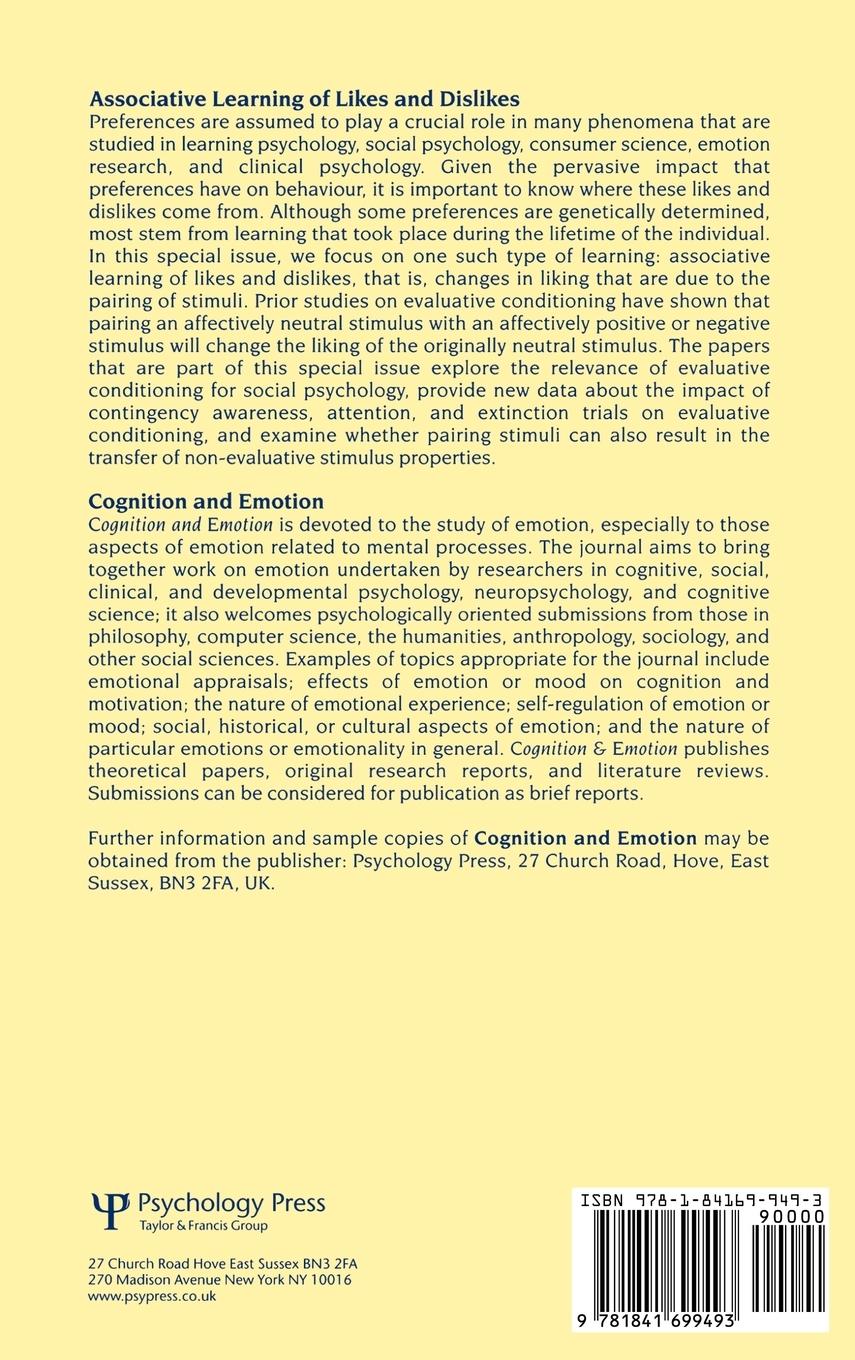 Rückseitencover Associative Learning of Likes and Dislikes