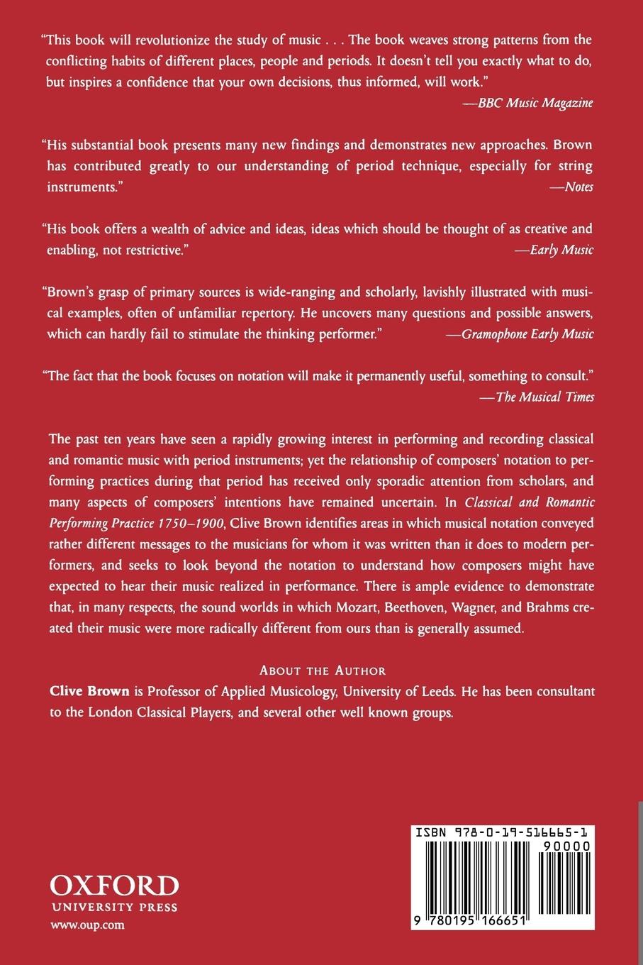 Rückseitencover Classical and Romantic Performing Practice 1750-1900