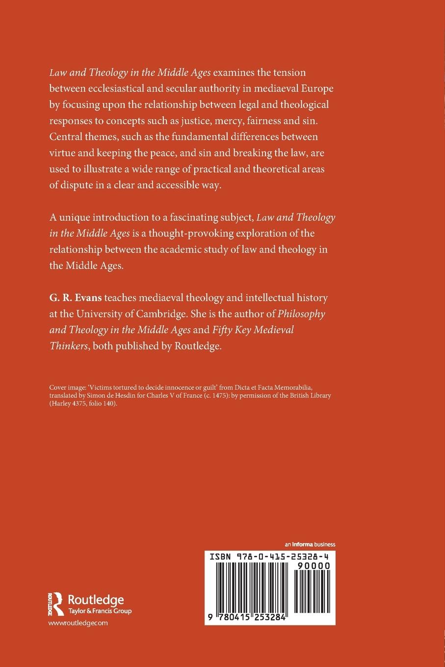 Rückseitencover Law and Theology in the Middle Ages