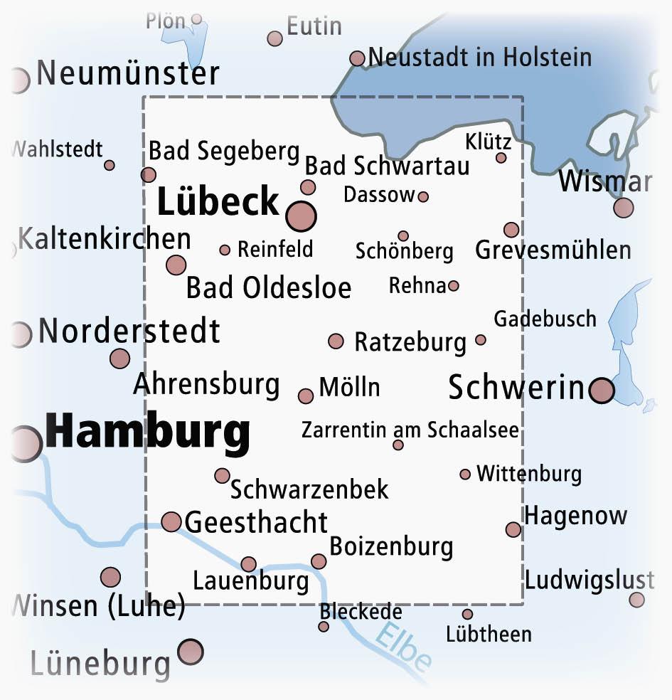Beispielinhalt (Bild) Lübeck - Herzogtum Lauenburg, Bad Oldesloe - Ratzeburg - Lauenburg/Elbe 1:100 000