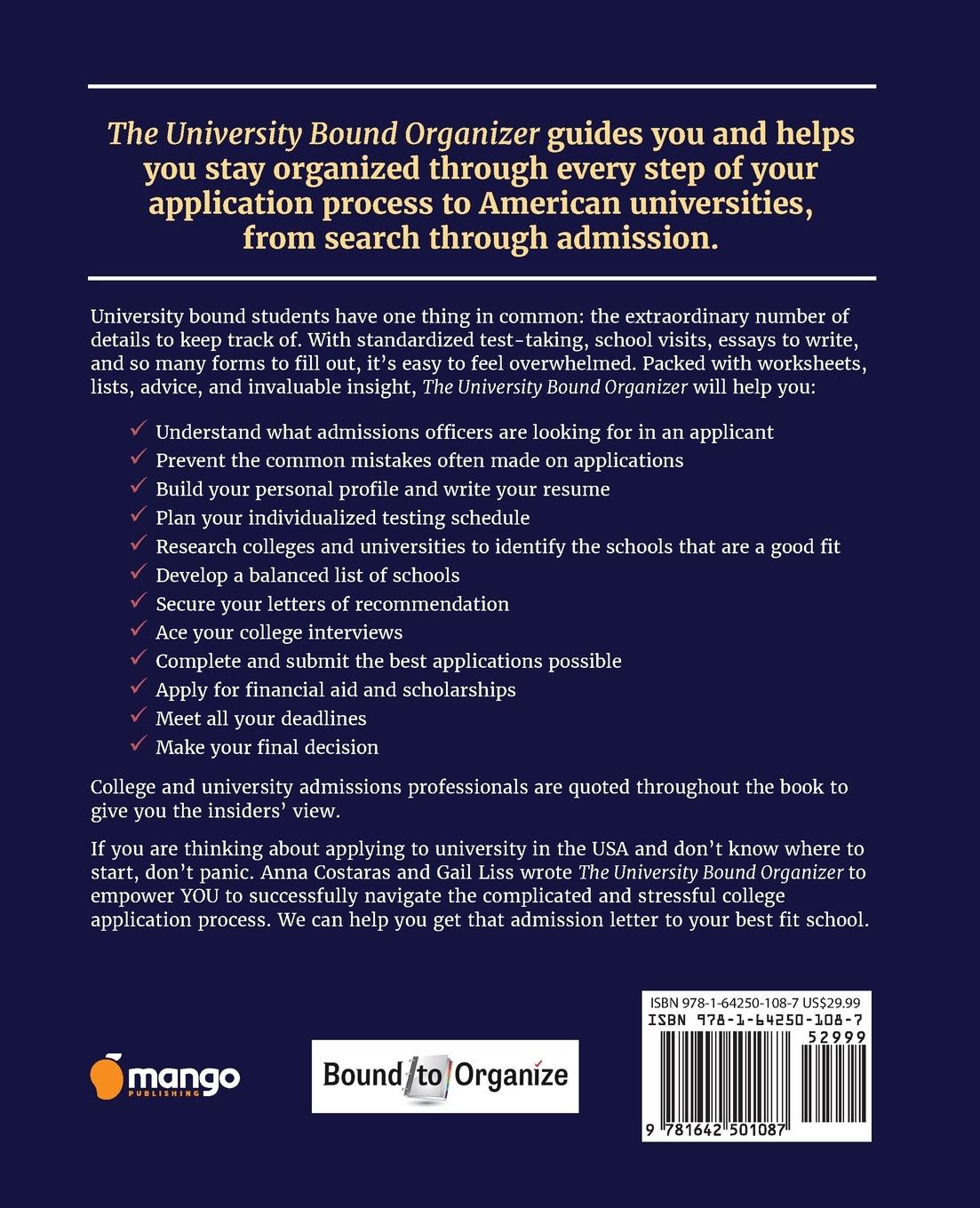 Rückseitencover The University Bound Organizer