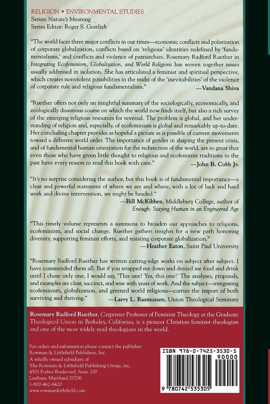 Rückseitencover Integrating Ecofeminism, Globalization, and World Religions