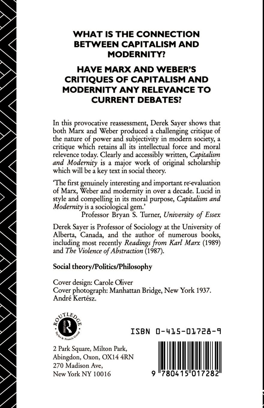 Rückseitencover Capitalism and Modernity