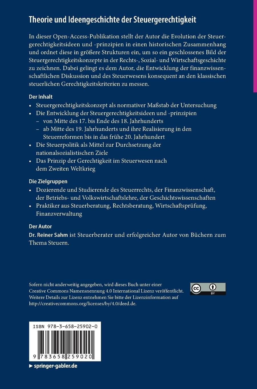 Rückseitencover Theorie und Ideengeschichte der Steuergerechtigkeit