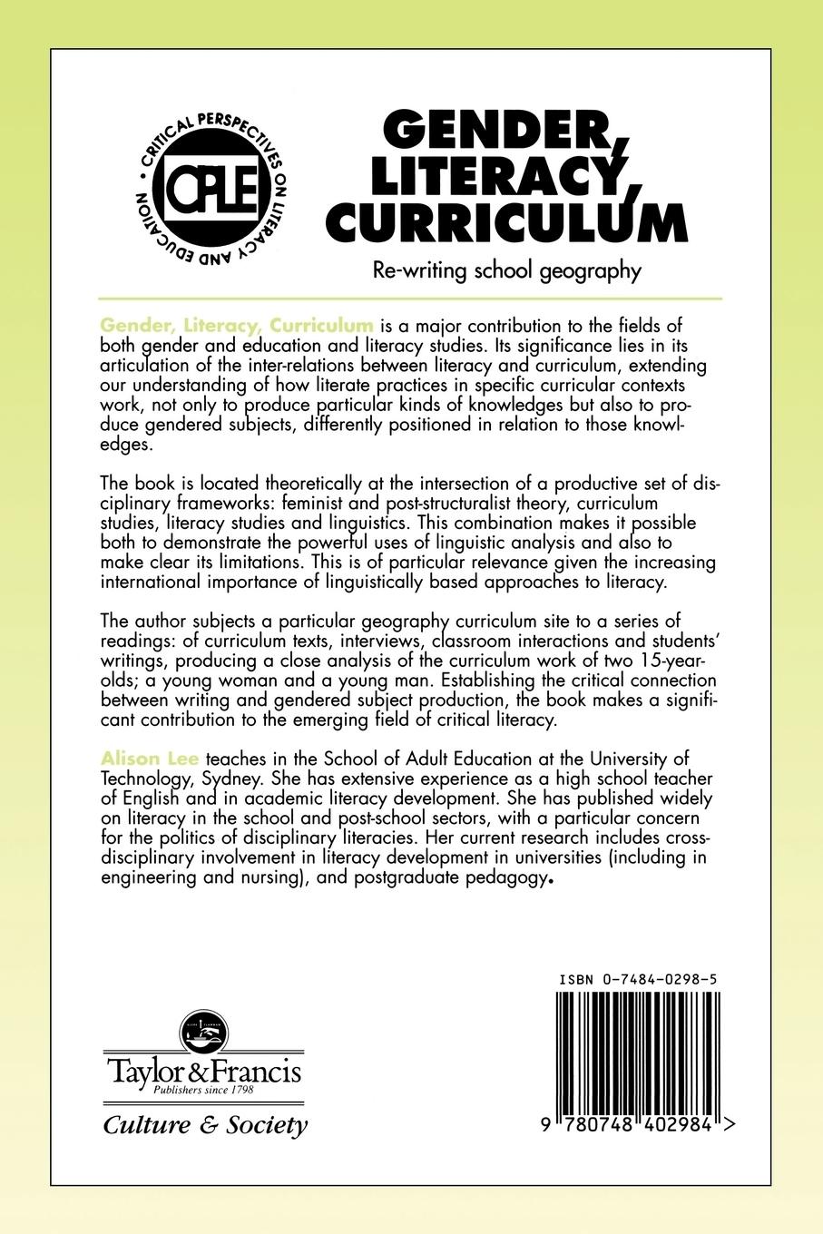 Rückseitencover Gender Literacy & Curriculum