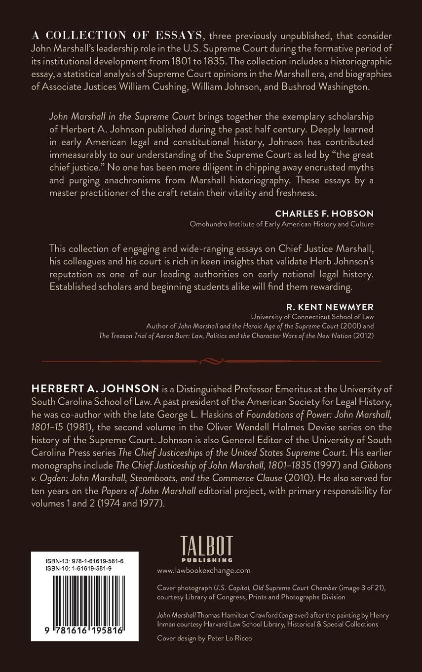 Rückseitencover John Marshall in the Supreme Court