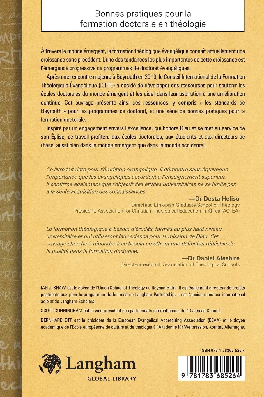 Rückseitencover Bonnes pratiques pour la formation doctorale en théologie