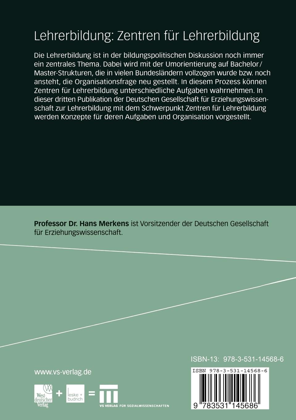 Rückseitencover Lehrerbildung: Zentren für Lehrerbildung