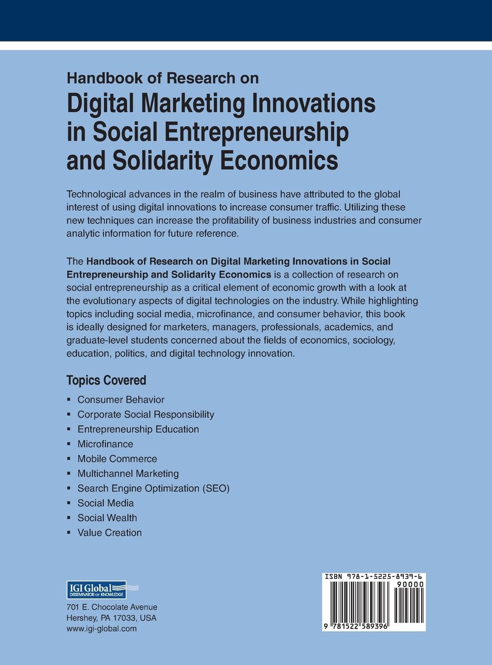 Rückseitencover Handbook of Research on Digital Marketing Innovations in Social Entrepreneurship and Solidarity Economics