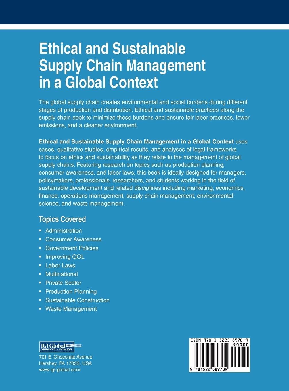 Rückseitencover Ethical and Sustainable Supply Chain Management in a Global Context