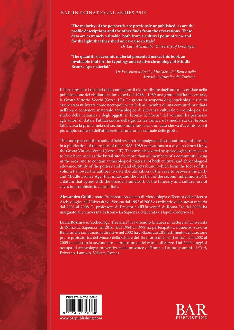 Rückseitencover Materiali protostorici dalla grotta Vittorio Vecchi (Sezze Romano, LT)