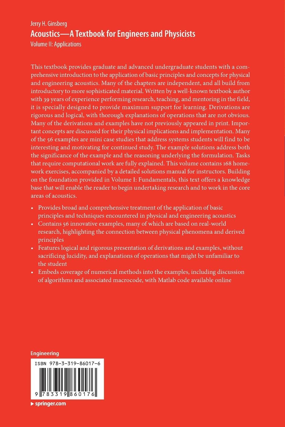 Rückseitencover Acoustics-A Textbook for Engineers and Physicists