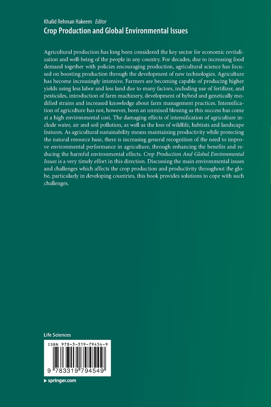 Rückseitencover Crop Production and Global Environmental Issues