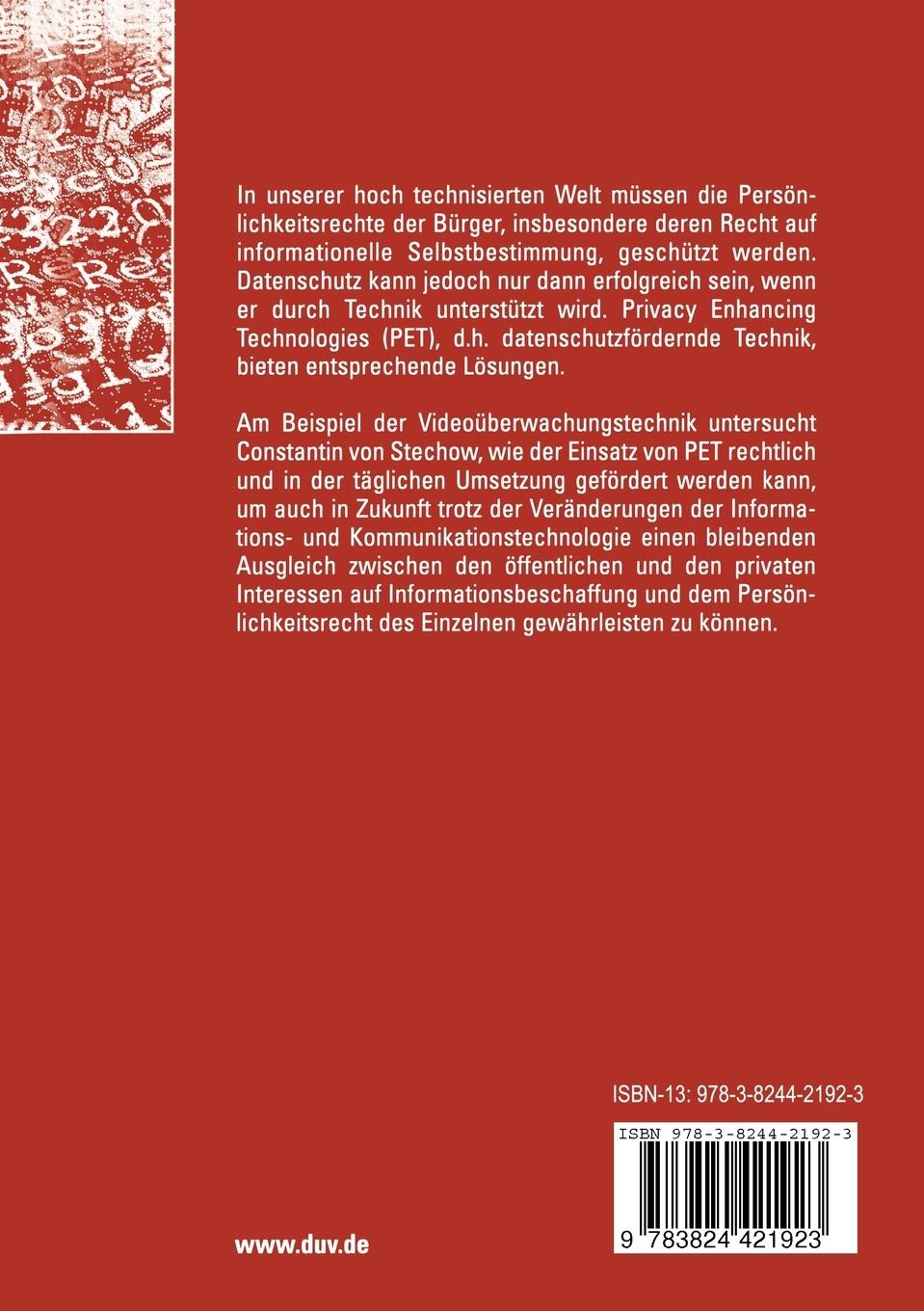 Rückseitencover Datenschutz durch Technik