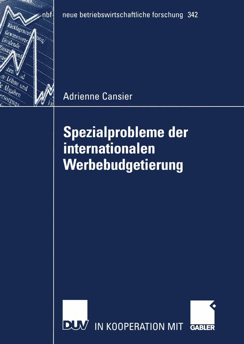 Vorderes Coverbild Spezialprobleme der internationalen Werbebudgetierung