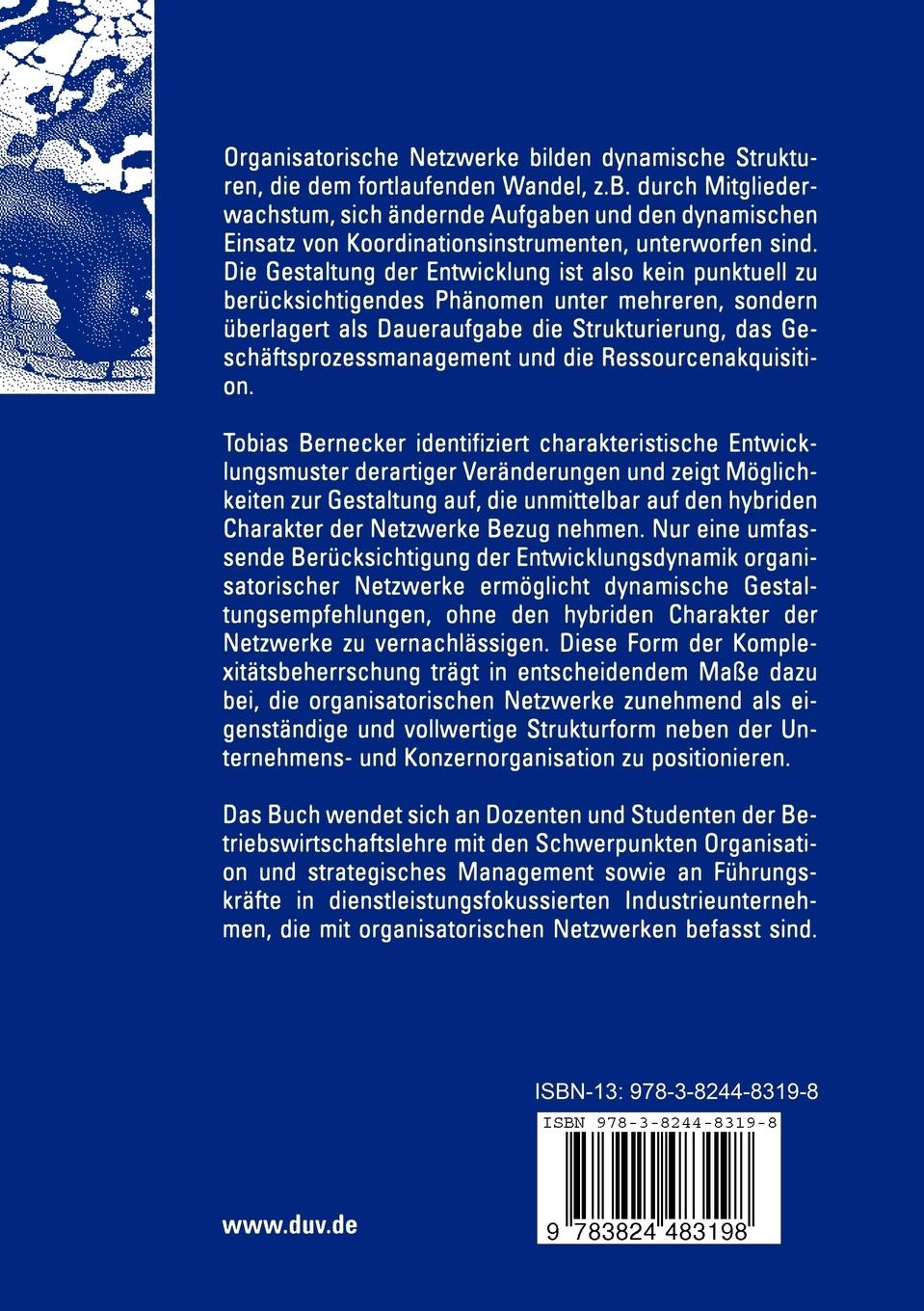 Rückseitencover Entwicklungsdynamik organisatorischer Netzwerke