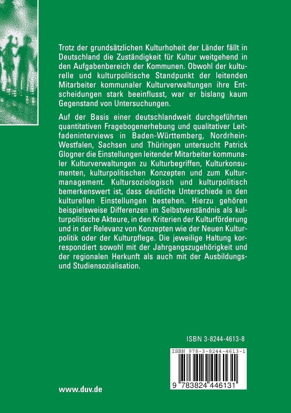 Rückseitencover Kulturelle Einstellungen leitender Mitarbeiter kommunaler Kulturverwaltungen