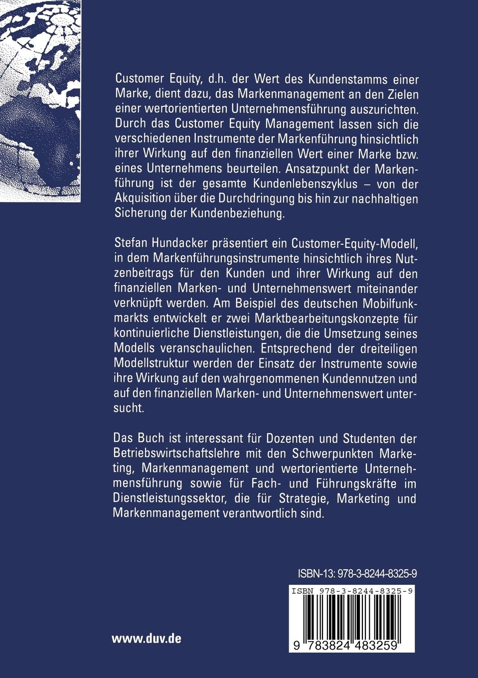Rückseitencover Customer Equity Management bei kontinuierlichen Dienstleistungen