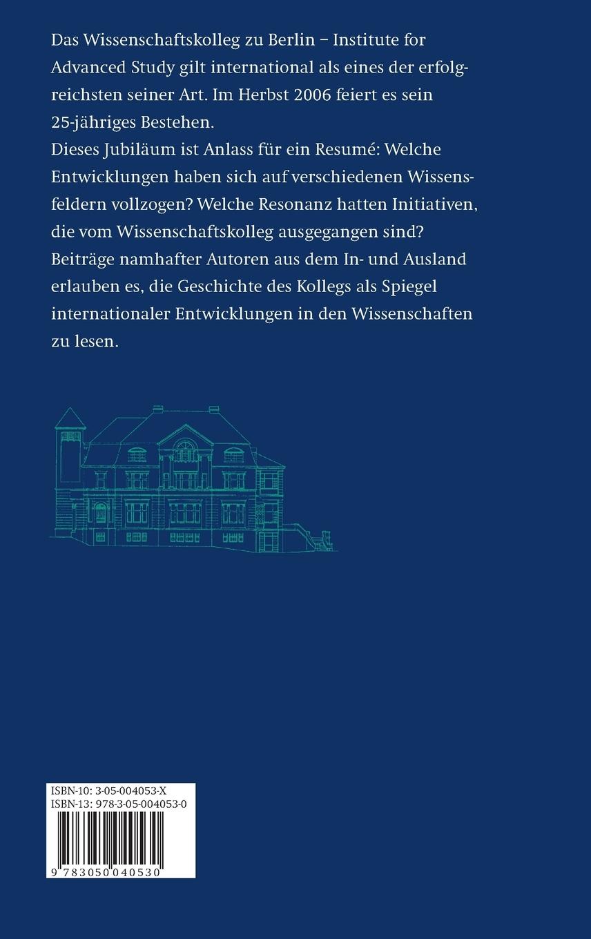 Rückseitencover 25 Jahre Wissenschaftskolleg zu Berlin