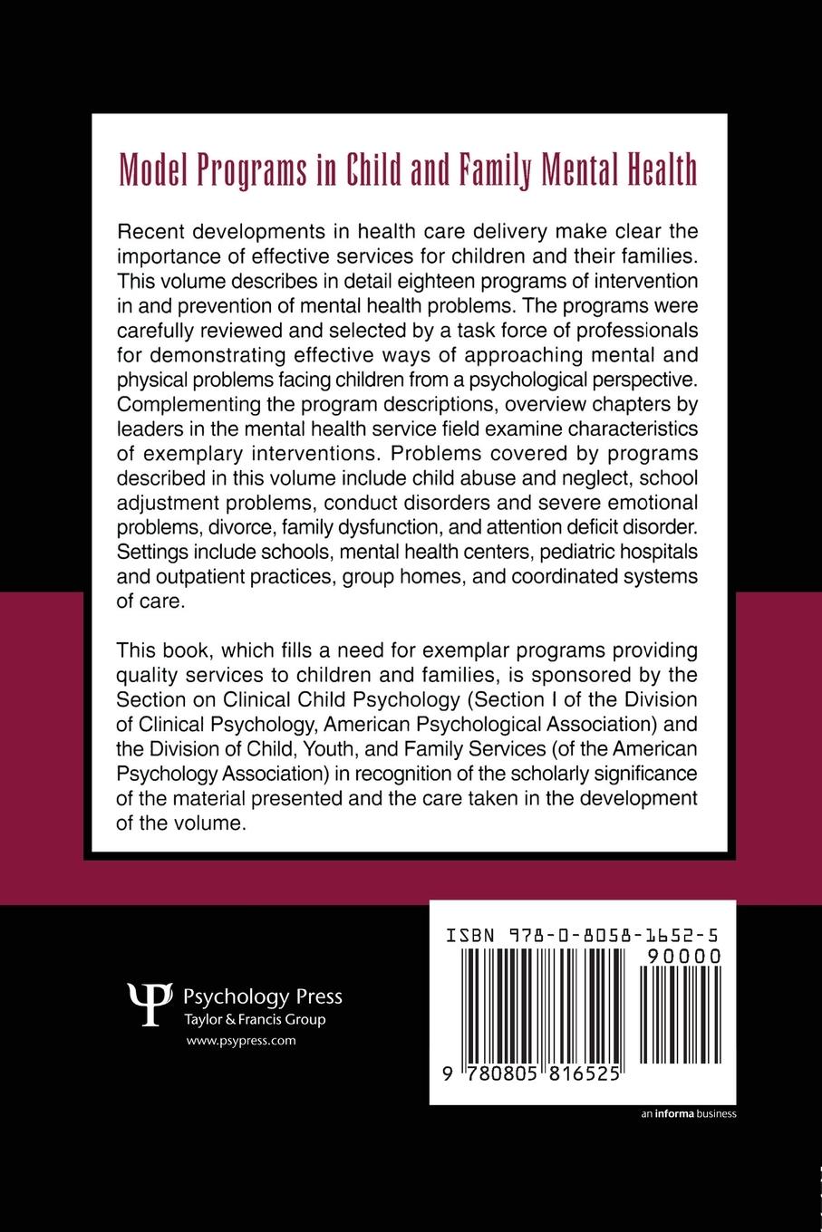 Rückseitencover Model Programs in Child and Family Mental Health