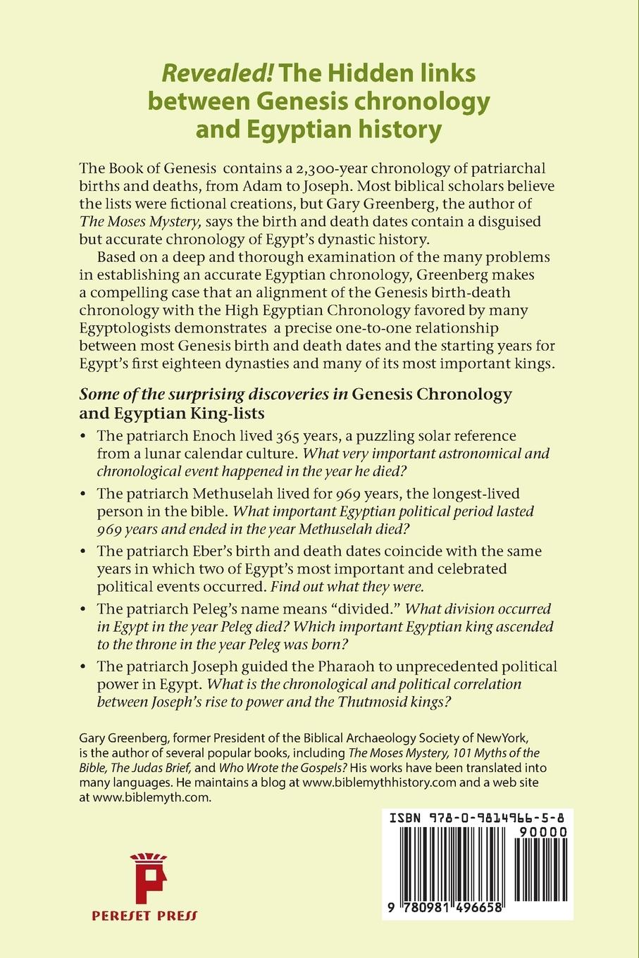 Rückseitencover Genesis Chronology and Egyptian King-Lists
