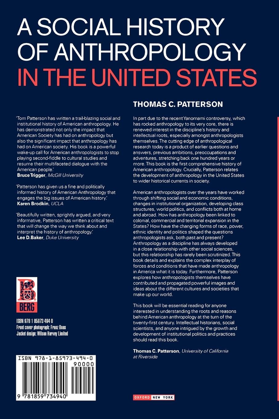 Rückseitencover A Social History of Anthropology in the United States